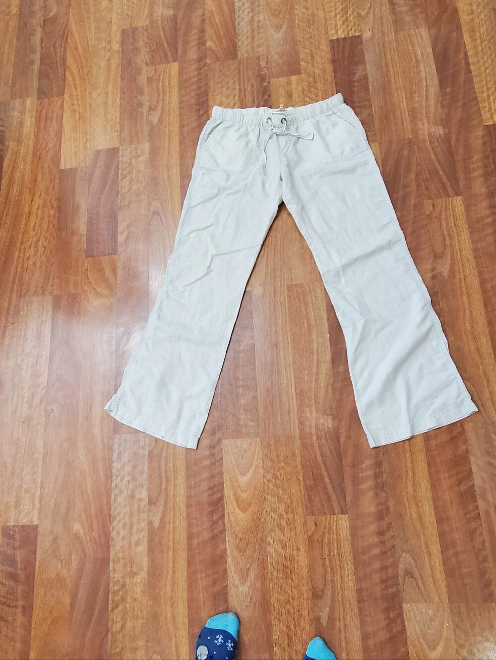 O'Neill Beige Casual Linen Cotton  Drawstring Pants Fit ML